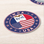 アイオワ，アイオワのステッカー，バッグ，時計 ラウンドペーパーコースター (アングル)