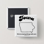 アイオワ- "アイオワ州モットー"のTシャツおよびギア 缶バッジ (正面&裏面)
