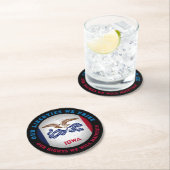 アイオワ・ホーキー州旗 ラウンドペーパーコースター (インサイチュ)