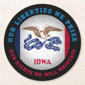 アイオワ・ホーキー州旗 ラウンドペーパーコースター (正面)