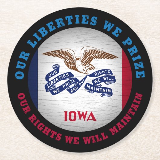 アイオワ・ホーキー州旗 ラウンドペーパーコースター (正面)