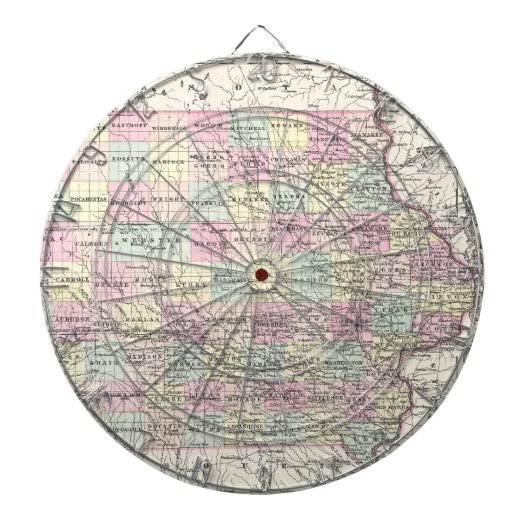 アイオワ(1855年)のヴィンテージの地図 ダーツボード (正面)