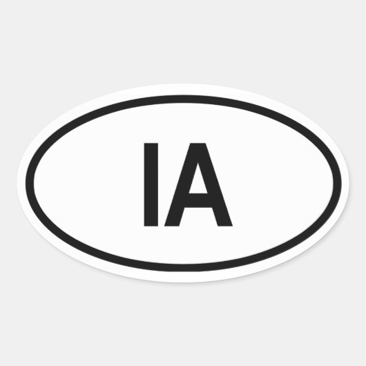 アイオワ「IA」 楕円形シール (正面)