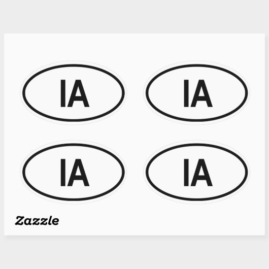 アイオワ「IA」 楕円形シール (シート)