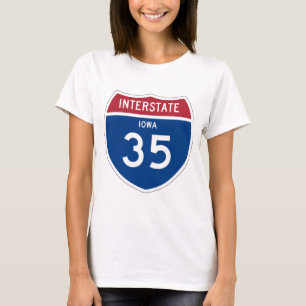 アイオワIA I-35の州間幹線道路の盾- Tシャツ