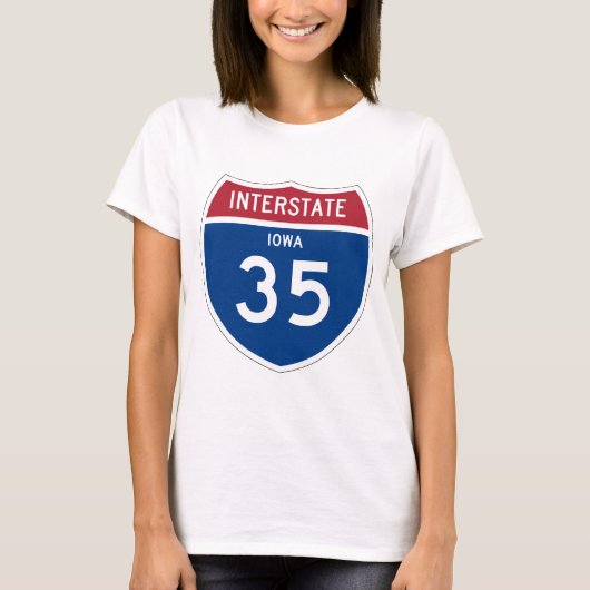 アイオワIA I-35州間高速道路シールド – Tシャツ (正面)