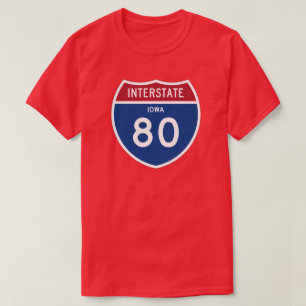 アイオワIA I-80の州間幹線道路の盾- Tシャツ