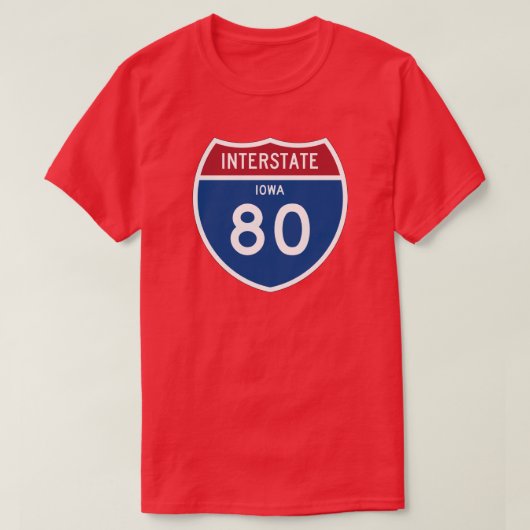 アイオワIA I-80の州間幹線道路の盾- Tシャツ (デザイン正面)