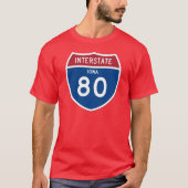 アイオワIA I-80の州間幹線道路の盾- Tシャツ (正面)