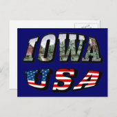 アイオワUSA国旗と州フォト文字 ポストカード (正面/裏面)
