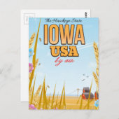 アイオワUSA "The Hawkeye州"漫画の旅行ポスター。 ポストカード (正面/裏面)