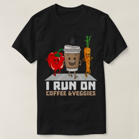 アイオ走ンコーヒー野菜ベジタリアンビーガンランナーギ Tシャツ (デザイン正面)