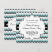 アイカットシェブロンジグザグ 緑 グレー エレガント トライバル 招待状 (正面/裏面)