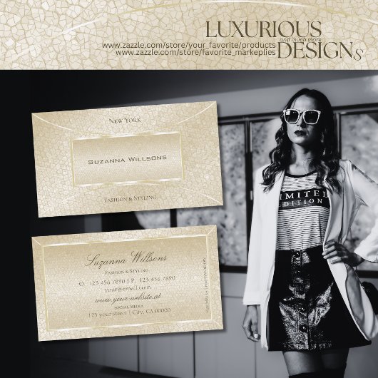 アイキャッチシルククリームスネークパターンシエレガントック 名刺