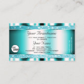 アイキャッチティール（緑がかった色）グリッタースパークルスターズアンドロゴ 名刺 (裏面)