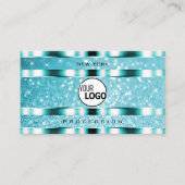 アイキャッチティール（緑がかった色）グリッタースパークルスターズアンドロゴ 名刺 (正面)