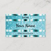 アイキャッチティール（緑がかった色）グリッター発光輝く星 名刺 (正面)