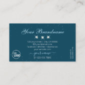 アイキャッチティール(緑がかった色)ブルーきらめくダイヤモンド追加ロゴ 名刺 (裏面)