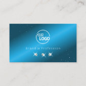 アイキャッチティール(緑がかった色)ブルーきらめくダイヤモンド追加ロゴ 名刺 (正面)