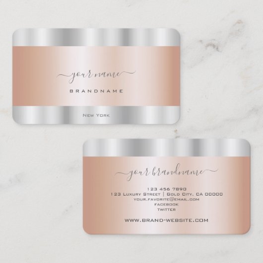 アイキャッチバラ金ゴールドとシルバーモダンカラー 名刺 (正面/裏面)