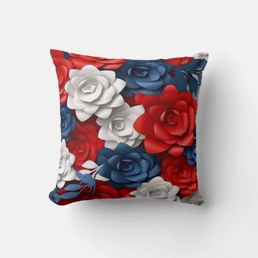 アイキャッチフローラ赤白青花園 クッション (正面)