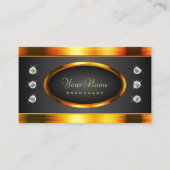 アイキャッチブラックダイヤモンドと金ゴールドきらめくダイヤモンド 名刺 (正面)