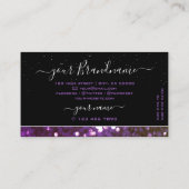 アイキャッチブラックパープルスパークルグリッターダイヤモンド 名刺 (裏面)