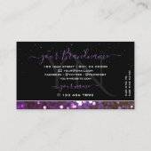 アイキャッチブラックパープルスパークルグリッターモノグラム 名刺 (裏面)