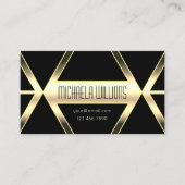アイキャッチブラックライトゴールデンジオメトリックエレガントス 名刺 (正面)