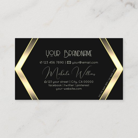 アイキャッチブラックライトゴールデンジオメトリックスタイリッシュス 名刺 (裏面)