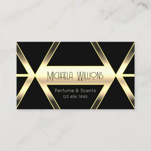 アイキャッチブラックライトゴールデンジオメトリックスタイリッシュス 名刺 (正面)