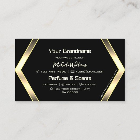 アイキャッチブラックライトゴールデンジオメトリック輝き 名刺 (裏面)