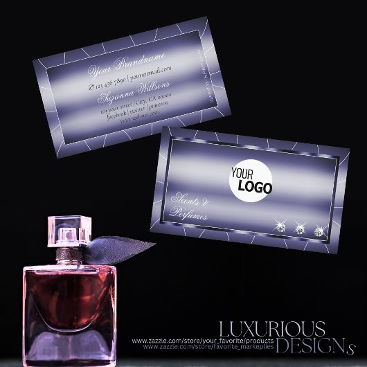 アイキャッチモダンブルー（ダイヤモンドとロゴ） 名刺