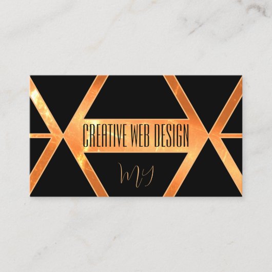 アイキャッチャー珊瑚黒モノグラム付き幾何学模様 名刺 (正面)