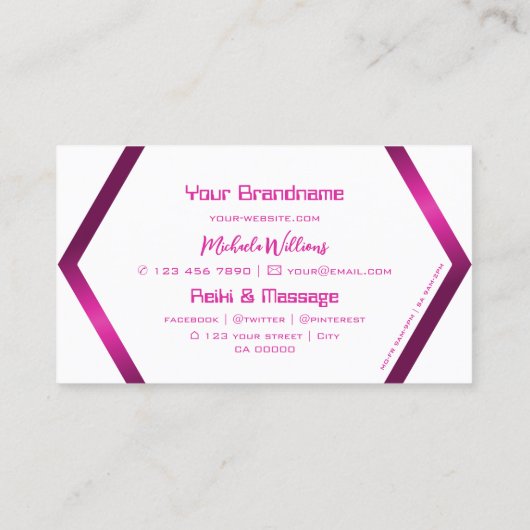 アイキャッチャー白い幾何学的シメリーピンクスタイリッシュ 名刺 (裏面)