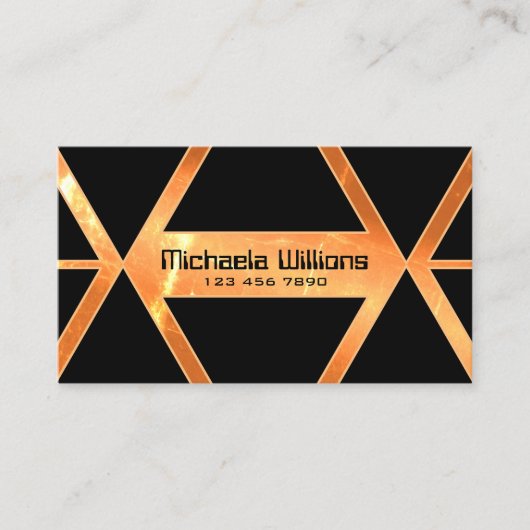 アイキャッチャー輝くコーラルブラックジオメトリックスタイリッシュス 名刺 (正面)