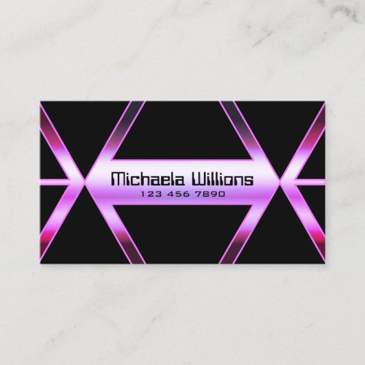 アイキャッチャー黒幾何学ピンクパープルきらめく 名刺 (正面)