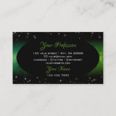 アイキャッチンググリーンブラックグリッタースターズモノグラム 名刺 (裏面)