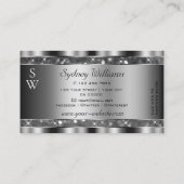 アイキャッチングシルバーグリッタースパークルスターズモノグラム 名刺 (裏面)