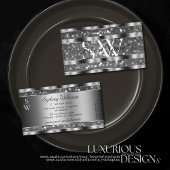 アイキャッチングシルバーグリッタースパークルスターズモノグラム 名刺