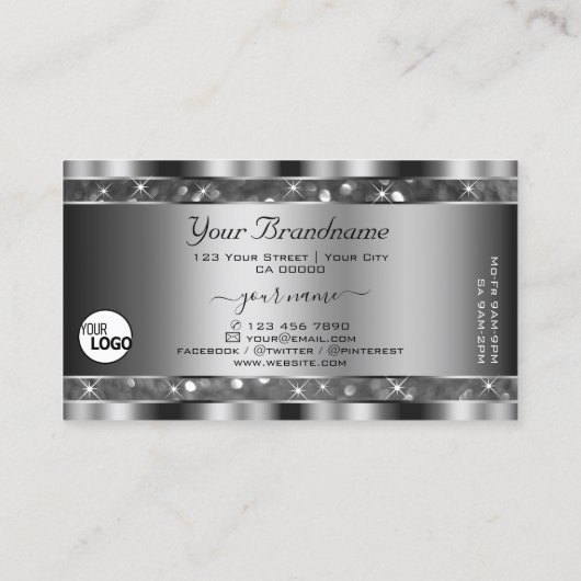 アイキャッチングシルバーグリッタースパークルスター追加ロゴ 名刺 (裏面)