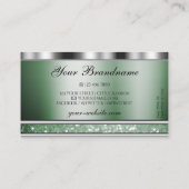アイキャッチングシルバーグリーンスパークルグリッターダイヤモンド 名刺 (裏面)