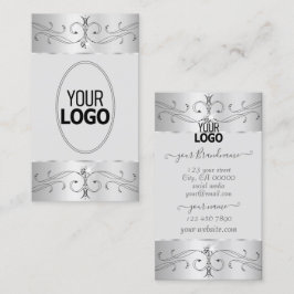アイキャッチングシルバーグレイ華美オーナメント追加ロゴ 名刺