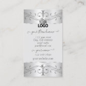 アイキャッチングシルバーグレイ華美オーナメント追加ロゴ 名刺 (裏面)