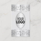 アイキャッチングシルバーグレイ華美オーナメント追加ロゴ 名刺 (正面)