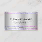 アイキャッチングシルバー勾配グリッタースパークリー星 名刺 (正面)