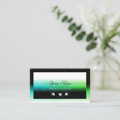 アイキャッチングジュエリー白黒ティール(緑がかった色)グリーングラデーション 名刺 (スタンド正面)