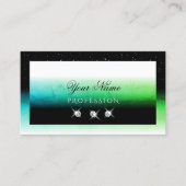 アイキャッチングジュエリー白黒ティール(緑がかった色)グリーングラデーション 名刺 (正面)