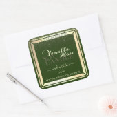 アイキャッチングダークグリーン製品ラベル金ゴールドフレーム スクエアシール (封筒)