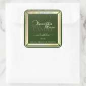 アイキャッチングダークグリーン製品ラベル金ゴールドフレーム スクエアシール (バッグ)